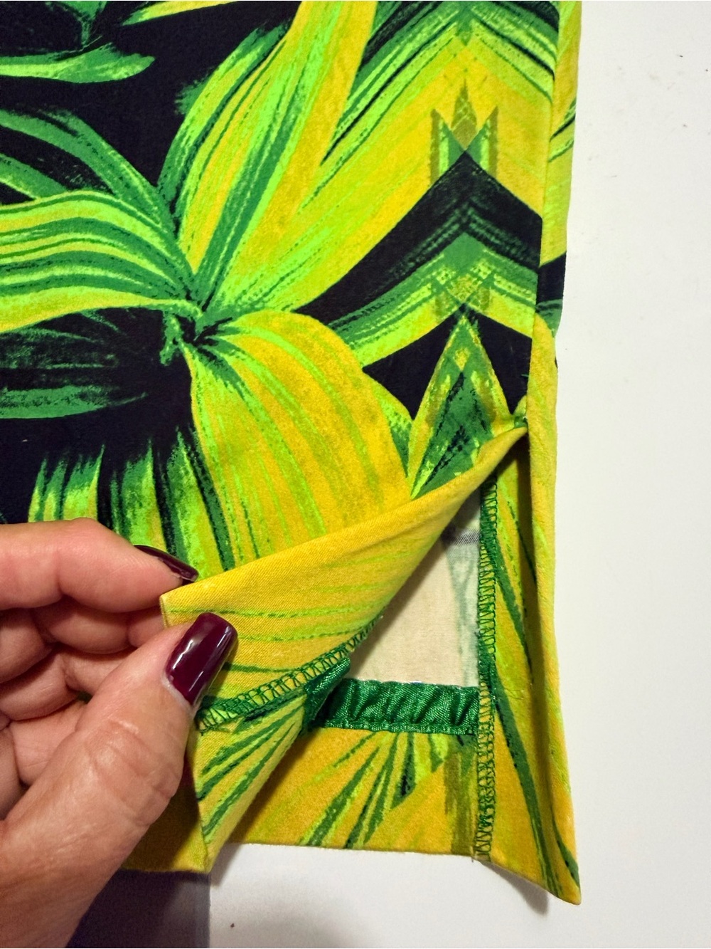 Worthington Green and Yellow Leaf-Print A-Line Skirt